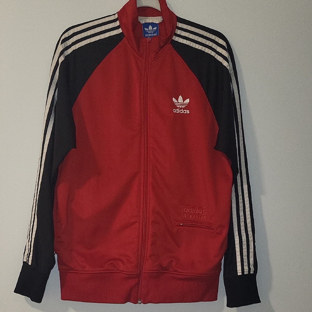 Adidas Red and Black Varsity Bomber Jacket